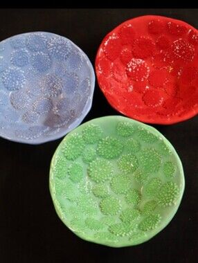 Set of 3 Unique Pastel Floral Design Dessert, Treat, Ice Cream Bowls 5 ¾“ Wide